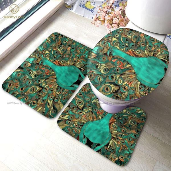 peacock bath mat 3 piece washable toilet bathroom set vintage polyester 
peacock bath mat 3 piece washable toilet bathroom set vintage polyester