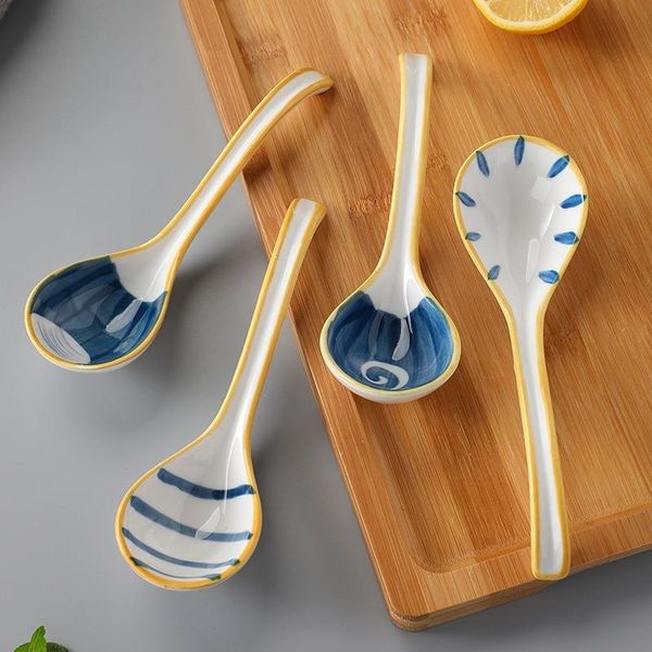 spoons 1pc ceramic handpainting blue yellow stripe soup spoon bend hook long handle tableware household kitchen supplies
spoons 1pc ceramic handpainting blue yellow stripe soup spoon bend hook long handle tableware household kitchen supplies
