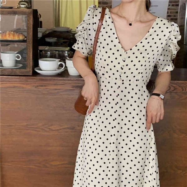 casual dresses summer retro women dot print midi elegant puff sleeve french style clothes vestidos t65m, Black;gray
casual dresses summer retro women dot print midi elegant puff sleeve french style clothes vestidos t65m, Black;gray