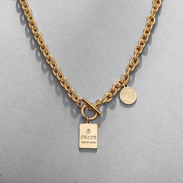 pendant necklaces elegant coin thick chain ot buckle necklace couples bohemian fashion punk metal collar letter choker women jewelry, Silver
pendant necklaces elegant coin thick chain ot buckle necklace couples bohemian fashion punk metal collar letter choker women jewelry, Silver