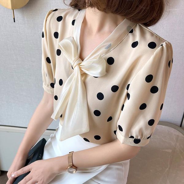 women's blouses & shirts chiffon loose casual blusas fashion short sleeve polka dot bow tie summer shirt houthion, White
women's blouses & shirts chiffon loose casual blusas fashion short sleeve polka dot bow tie summer shirt houthion, White