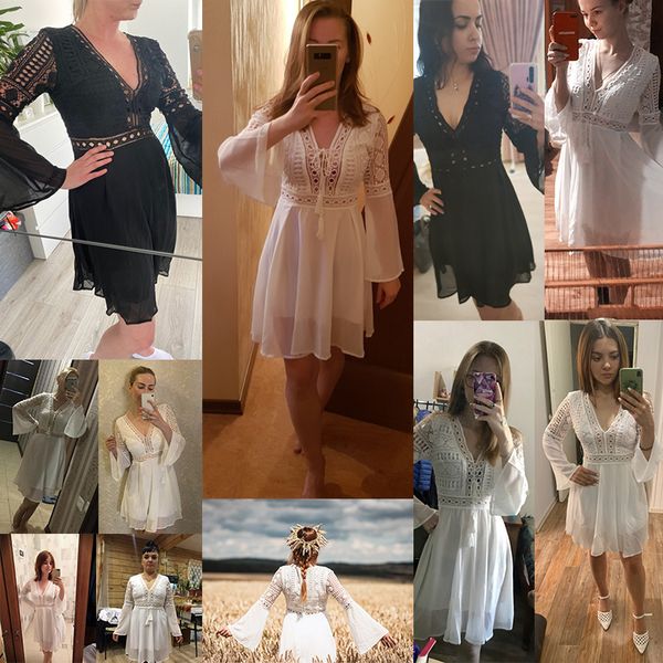 2021bohemian mini dress women v neck hollow out women dress casual long sleeve women summer 2021 white dresses, Black;gray
2021bohemian mini dress women v neck hollow out women dress casual long sleeve women summer 2021 white dresses, Black;gray