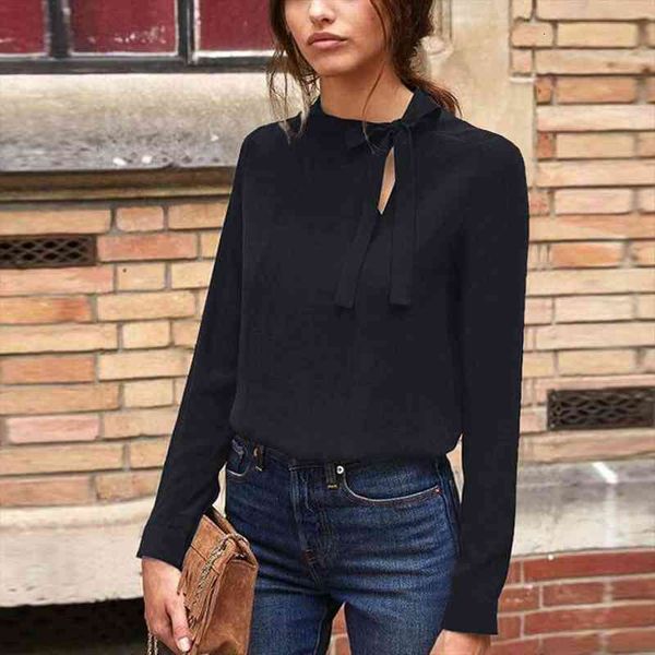 women solid color blouse long sleeve solid bow tie shirt blouse with blet black work shirt women blusas femininas, White
women solid color blouse long sleeve solid bow tie shirt blouse with blet black work shirt women blusas femininas, White