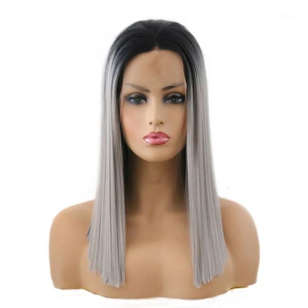 ombre bob silky straight hair synthetic lace front wig for women heat resistant ladies middle part short gray wig1, Black
ombre bob silky straight hair synthetic lace front wig for women heat resistant ladies middle part short gray wig1, Black