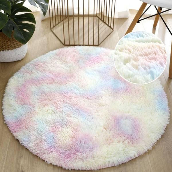 carpet living room plush bedroom rug fluffy warm winter round carpets soft anti-slip floor mat washable home decor