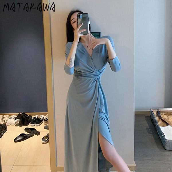 matakawa twisted waist split knit dress womentemperament v-neck vestidos slim robe femme long dresses for women 210513, Black;gray
matakawa twisted waist split knit dress womentemperament v-neck vestidos slim robe femme long dresses for women 210513, Black;gray