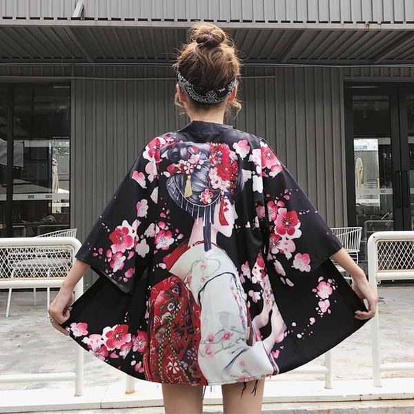 women's blouses & shirts 2021 summer japanese streetwear outfit kimono o neck three quarter floral print harujuku women, White
women's blouses & shirts 2021 summer japanese streetwear outfit kimono o neck three quarter floral print harujuku women, White