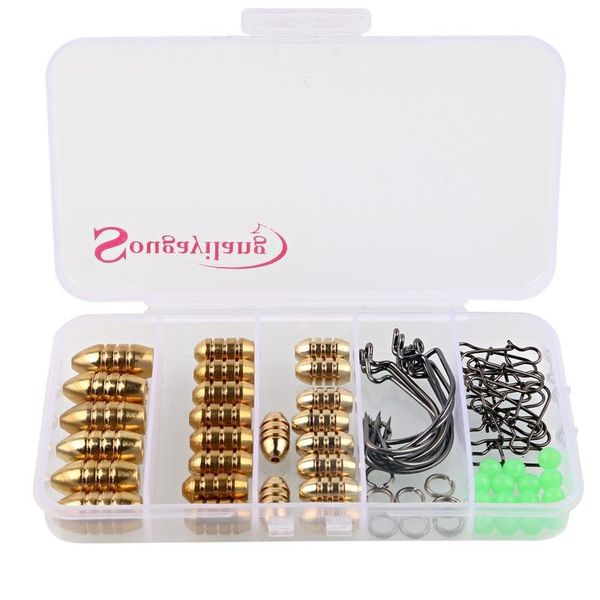 sougayilang fishing sinkers set with brass sinker weights jig hooks swivel ring connector plastic box
sougayilang fishing sinkers set with brass sinker weights jig hooks swivel ring connector plastic box