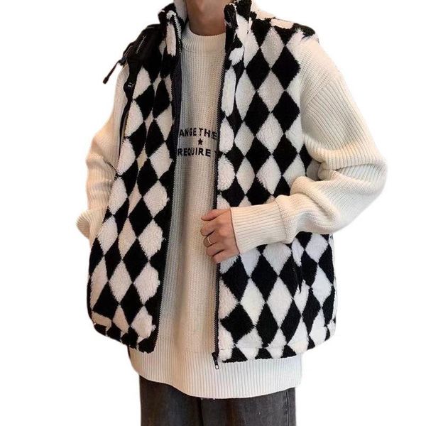 men's vests 2021 fashion argyle sweater for mens zipper cardigan plaid loose knitted vest autumn korean style casual men clothes, Black;white
men's vests 2021 fashion argyle sweater for mens zipper cardigan plaid loose knitted vest autumn korean style casual men clothes, Black;white