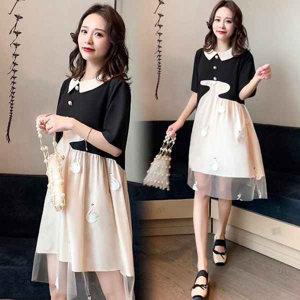 964# maternity dress summer short sleeves patchwork midi loose stylish pregnant women mom dresses, White
964# maternity dress summer short sleeves patchwork midi loose stylish pregnant women mom dresses, White