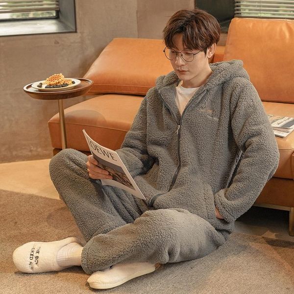 men's sleepwear men flannel pajamas set winter hooded shirt&pants warm thick nightwear male coral fleece pijamas suit homewear, Black;brown
men's sleepwear men flannel pajamas set winter hooded shirt&pants warm thick nightwear male coral fleece pijamas suit homewear, Black;brown
