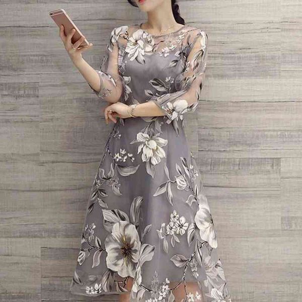 women dress summer o neck polyester 3 4 mesh sleeve floral print large swing double layer midi dress s-2xl light gray, Black;gray
women dress summer o neck polyester 3 4 mesh sleeve floral print large swing double layer midi dress s-2xl light gray, Black;gray