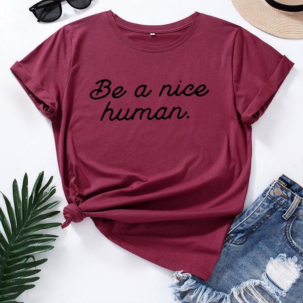 women's t-shirt be a nice human slogan t shirt women casual cotton shirts hipster streetwear basic tee lady girl aesthetic christian te, White
women's t-shirt be a nice human slogan t shirt women casual cotton shirts hipster streetwear basic tee lady girl aesthetic christian te, White