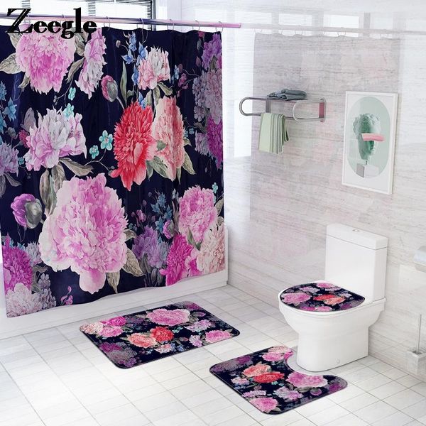 pastoral style bathroom carpet rug floral printing shower curtain and bath mat set toilet seat cover non-slip foot mats
pastoral style bathroom carpet rug floral printing shower curtain and bath mat set toilet seat cover non-slip foot mats