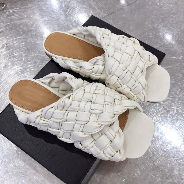 weave slippers ladies cross-tied mules real leather luxury shoes women designers flat slides fashion gladiator sandals, Black
weave slippers ladies cross-tied mules real leather luxury shoes women designers flat slides fashion gladiator sandals, Black