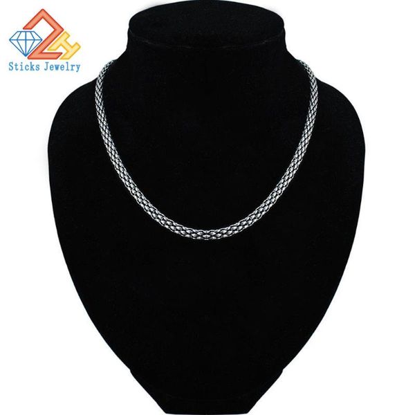 chains necklace women men jewelry classic 0.5 cm flat corn chain, Silver