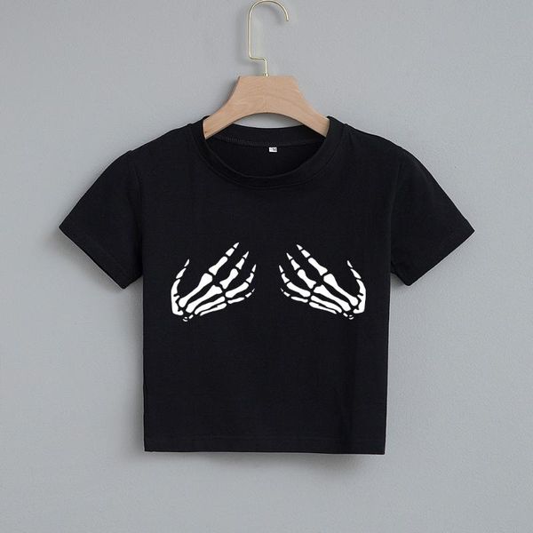 women's t-shirt gothic black skeleton hand print cotton tshirt women harajuku bodycon summer tee short sleeve girls cropped, White
women's t-shirt gothic black skeleton hand print cotton tshirt women harajuku bodycon summer tee short sleeve girls cropped, White