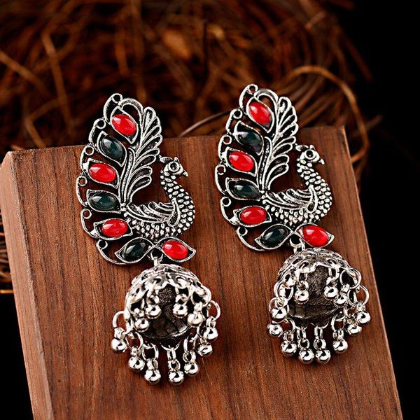 dangle & chandelier ethnic silver color peacock earrings for women jewelry vintage corful beads tribe bells tassel jhumka
dangle & chandelier ethnic silver color peacock earrings for women jewelry vintage corful beads tribe bells tassel jhumka