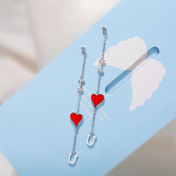 stud 2021 korean personality love you earrings long ear line female red heart drop plastic, Golden;silver
stud 2021 korean personality love you earrings long ear line female red heart drop plastic, Golden;silver