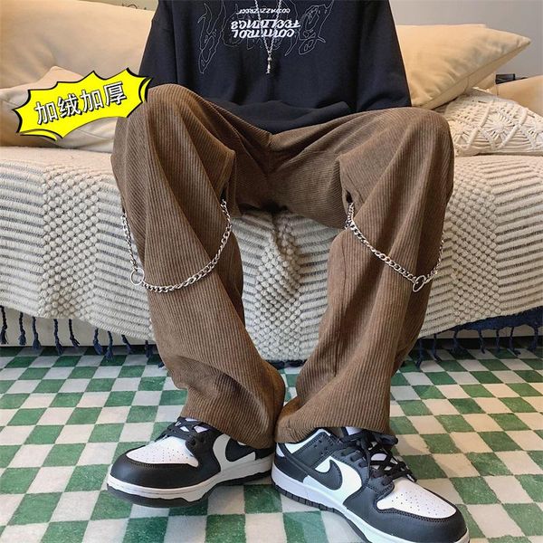 men's pants fashion coffee corduroy fleece straight casual chain decor elastic waist winter long trousers big size 5xl-m, Black
men's pants fashion coffee corduroy fleece straight casual chain decor elastic waist winter long trousers big size 5xl-m, Black