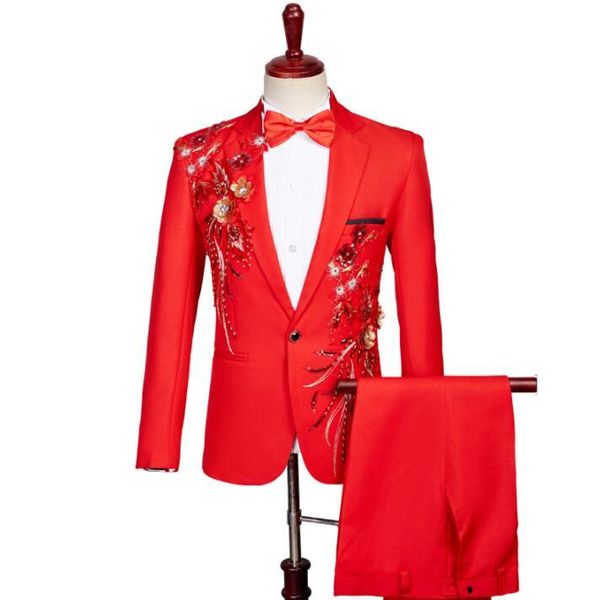 men's suits & blazers sequin blazer men red suit set with pants mens wedding costume singer ternos para hombre stage clothing formal dr, White;black
men's suits & blazers sequin blazer men red suit set with pants mens wedding costume singer ternos para hombre stage clothing formal dr, White;black