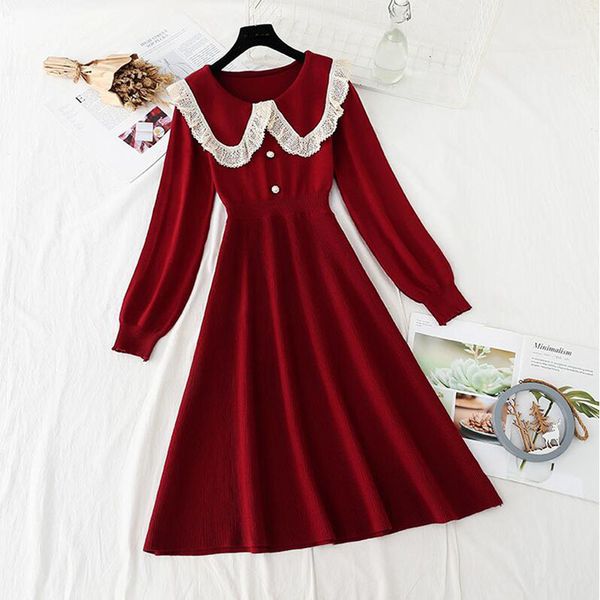 dresses elegant women red knitted 2021 spring autumn doll collar solid long sleeve sweater vestidos office lady midi, Black;gray
dresses elegant women red knitted 2021 spring autumn doll collar solid long sleeve sweater vestidos office lady midi, Black;gray