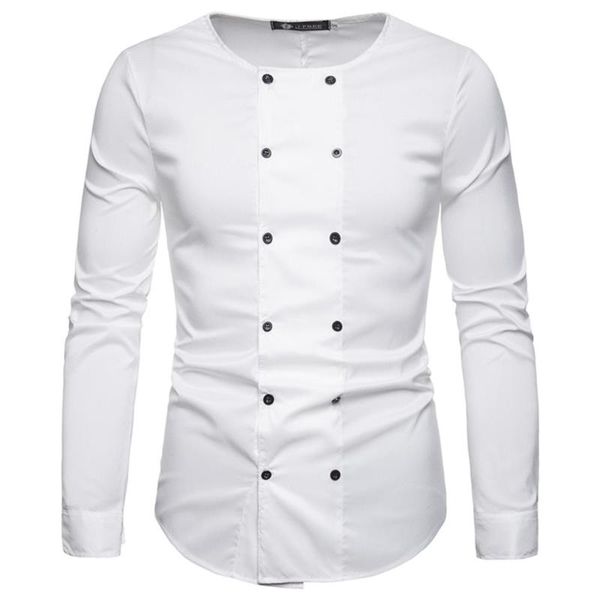 men's casual shirts mens o-neck long sleeve double buttons down shirt slim fit muscle blouse office tee man clothing, White;black
men's casual shirts mens o-neck long sleeve double buttons down shirt slim fit muscle blouse office tee man clothing, White;black