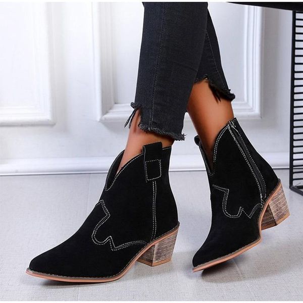 boots vintage women ankle flock handmade sewing square mid heel pointed toe rubber sole autumn casual retro shoes ladies female, Black
boots vintage women ankle flock handmade sewing square mid heel pointed toe rubber sole autumn casual retro shoes ladies female, Black