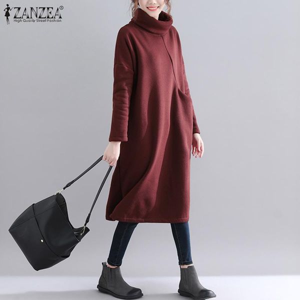 womens autumn winter sweatshirt dress zanzea solid side pockets vestidos casual turtleneck mid calf kaftan female soft robe 5xl dresses, Black;gray
womens autumn winter sweatshirt dress zanzea solid side pockets vestidos casual turtleneck mid calf kaftan female soft robe 5xl dresses, Black;gray