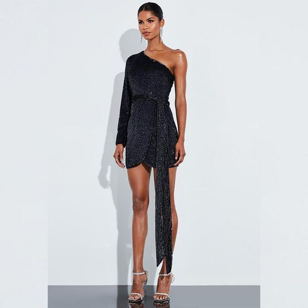casual dresses brand designer runway woman party night one shoulder mini glitter dress ladies women summer 2021, Black;gray
casual dresses brand designer runway woman party night one shoulder mini glitter dress ladies women summer 2021, Black;gray