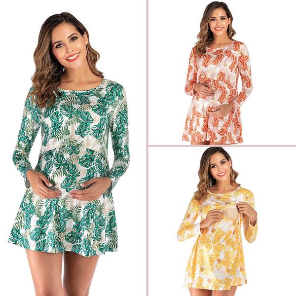 maternity dresses 2021 round neck long-sleeved dress fashion breastfeeding clothes trend explosions, White
maternity dresses 2021 round neck long-sleeved dress fashion breastfeeding clothes trend explosions, White