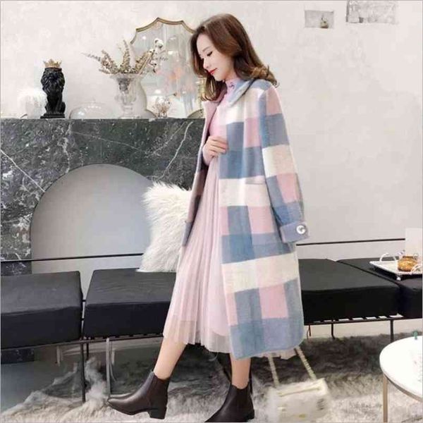 faux mink cashmere plaid coat winter women's korean version of the long lapel woolen 210427, Black
faux mink cashmere plaid coat winter women's korean version of the long lapel woolen 210427, Black