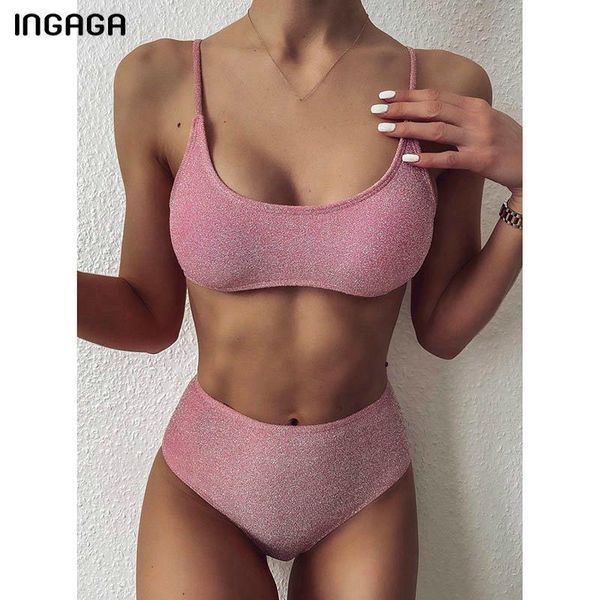 women's swimwear ingaga 2021 swimsuits high waist bikinis women push up bathing suit glitter sparkling bathers biquini bikini set, White;black
women's swimwear ingaga 2021 swimsuits high waist bikinis women push up bathing suit glitter sparkling bathers biquini bikini set, White;black