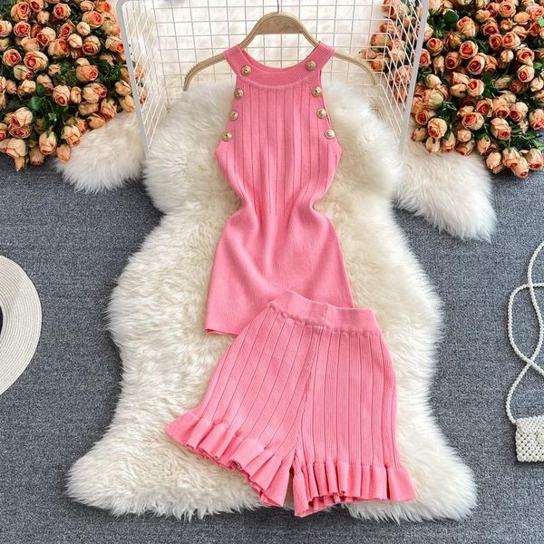 women's tracksuits fashion women knitted shorts suits ladies halter sleeveless vest short and wide leg pants girls two piece, Gray
women's tracksuits fashion women knitted shorts suits ladies halter sleeveless vest short and wide leg pants girls two piece, Gray