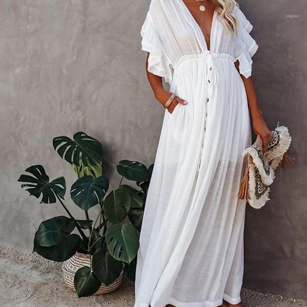 bikini cover-ups long white tunic casual summer beach dress elegant women plus size wear swim suit cover up women's swimwear, White;black
bikini cover-ups long white tunic casual summer beach dress elegant women plus size wear swim suit cover up women's swimwear, White;black