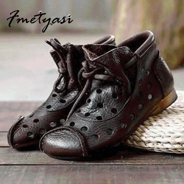 boots fmetyasi handmade flat round toe lace-up hollow casual for women breathable sandals retro british style, Black
boots fmetyasi handmade flat round toe lace-up hollow casual for women breathable sandals retro british style, Black
