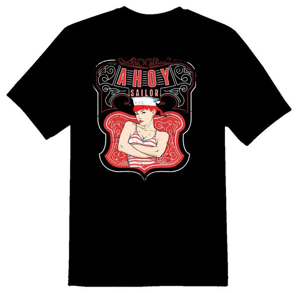 ahoy sailor black or white tee, White;black