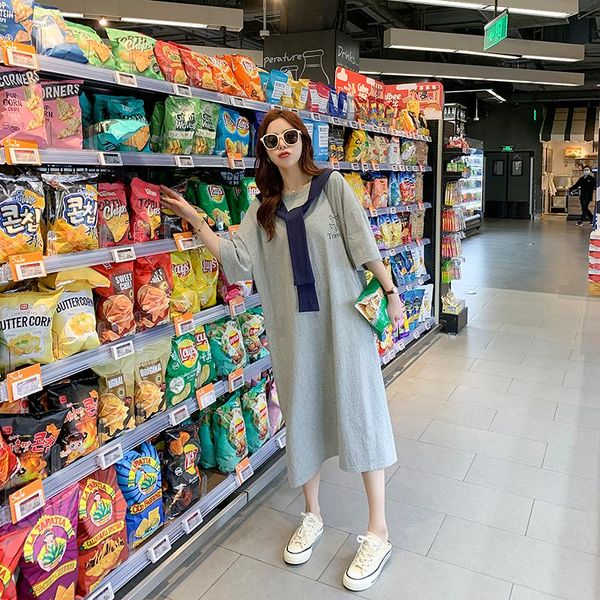 plus size dresses big summer women korea fashion solid letter female ladies large long cotton split casual t shirt dress + scarf, Black
plus size dresses big summer women korea fashion solid letter female ladies large long cotton split casual t shirt dress + scarf, Black