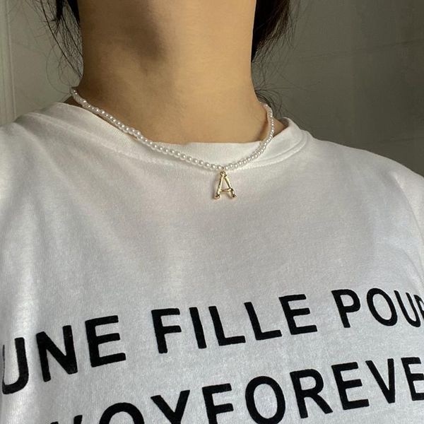 pendant necklaces fashion tiny pearl dainty initial cute lovely letter name chain necklace for women bead jewelry choker accessories gift, Silver
pendant necklaces fashion tiny pearl dainty initial cute lovely letter name chain necklace for women bead jewelry choker accessories gift, Silver