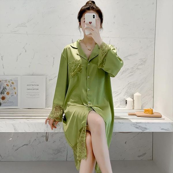 pyjamas femme spring and women sleepwear summer green silk nightdress homewear thin night dress, Black;red
pyjamas femme spring and women sleepwear summer green silk nightdress homewear thin night dress, Black;red