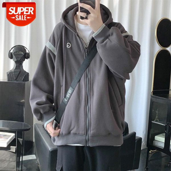 men's plus velvet thick sweater casual clothes trend loose hooded cardigan jacket hong kong style #z85p, Black
men's plus velvet thick sweater casual clothes trend loose hooded cardigan jacket hong kong style #z85p, Black