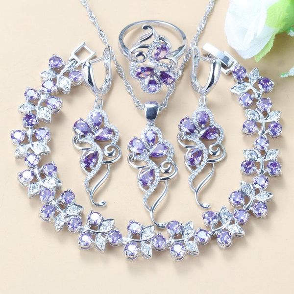earrings & necklace natural purple crystal perfect wedding costume 6-color jewelry sets for women earrings/pendant/necklace/ring/bracelet, Silver
earrings & necklace natural purple crystal perfect wedding costume 6-color jewelry sets for women earrings/pendant/necklace/ring/bracelet, Silver