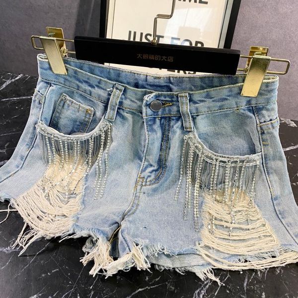 summer chain tassel denim shorts women wash white ripped female women's, White;black
summer chain tassel denim shorts women wash white ripped female women's, White;black