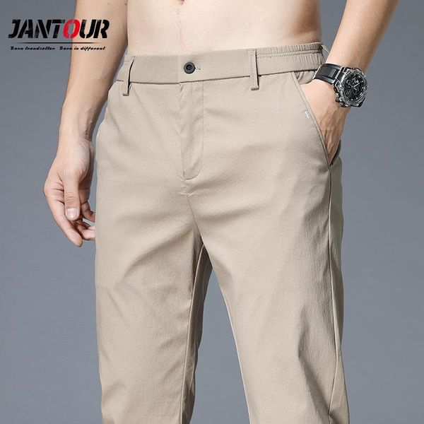 jantour 2021 spring casual pants men's applique solid color suit skinny khaki black trousers male brand clothing 28-38
jantour 2021 spring casual pants men's applique solid color suit skinny khaki black trousers male brand clothing 28-38