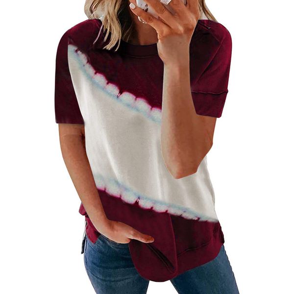 summer fashion women's loose round neck tie-dye printing pullover short-sleeved t-shirt women for women 210515, White
summer fashion women's loose round neck tie-dye printing pullover short-sleeved t-shirt women for women 210515, White