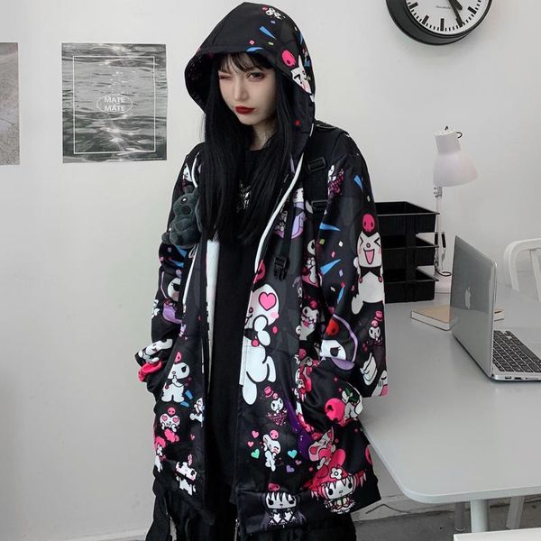 women's hoodies & sweatshirts cartoon korean style oversize zipper fall winter long sleeve coats casual clothing hooded bf, Black
women's hoodies & sweatshirts cartoon korean style oversize zipper fall winter long sleeve coats casual clothing hooded bf, Black