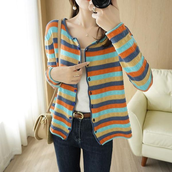 women's knits & tees 100% cotton long-sleeved sweater ladies o-neck striped cardigan casual knit color-blocking oversized female jacke, White
women's knits & tees 100% cotton long-sleeved sweater ladies o-neck striped cardigan casual knit color-blocking oversized female jacke, White