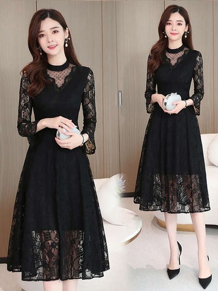 casual dresses dress lace waist show thin and slim temperament autumn lady foreign style mid long skirt covering crotch f6n4, Black;gray
casual dresses dress lace waist show thin and slim temperament autumn lady foreign style mid long skirt covering crotch f6n4, Black;gray