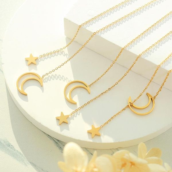 pendant necklaces titanium steel ins elegant star moon necklace for women french choker chain jewelry trendy collier wholesale collares para, Silver
pendant necklaces titanium steel ins elegant star moon necklace for women french choker chain jewelry trendy collier wholesale collares para, Silver