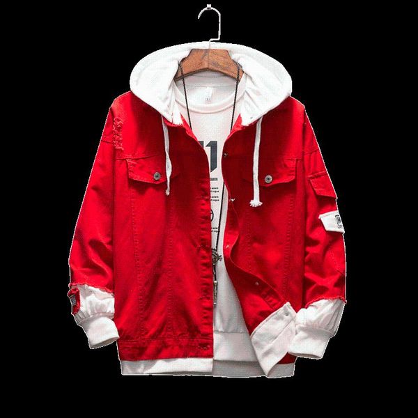 men's vests denim jacket fake two piece stitching hooded coat hole loose casual designer, Black;white
men's vests denim jacket fake two piece stitching hooded coat hole loose casual designer, Black;white
